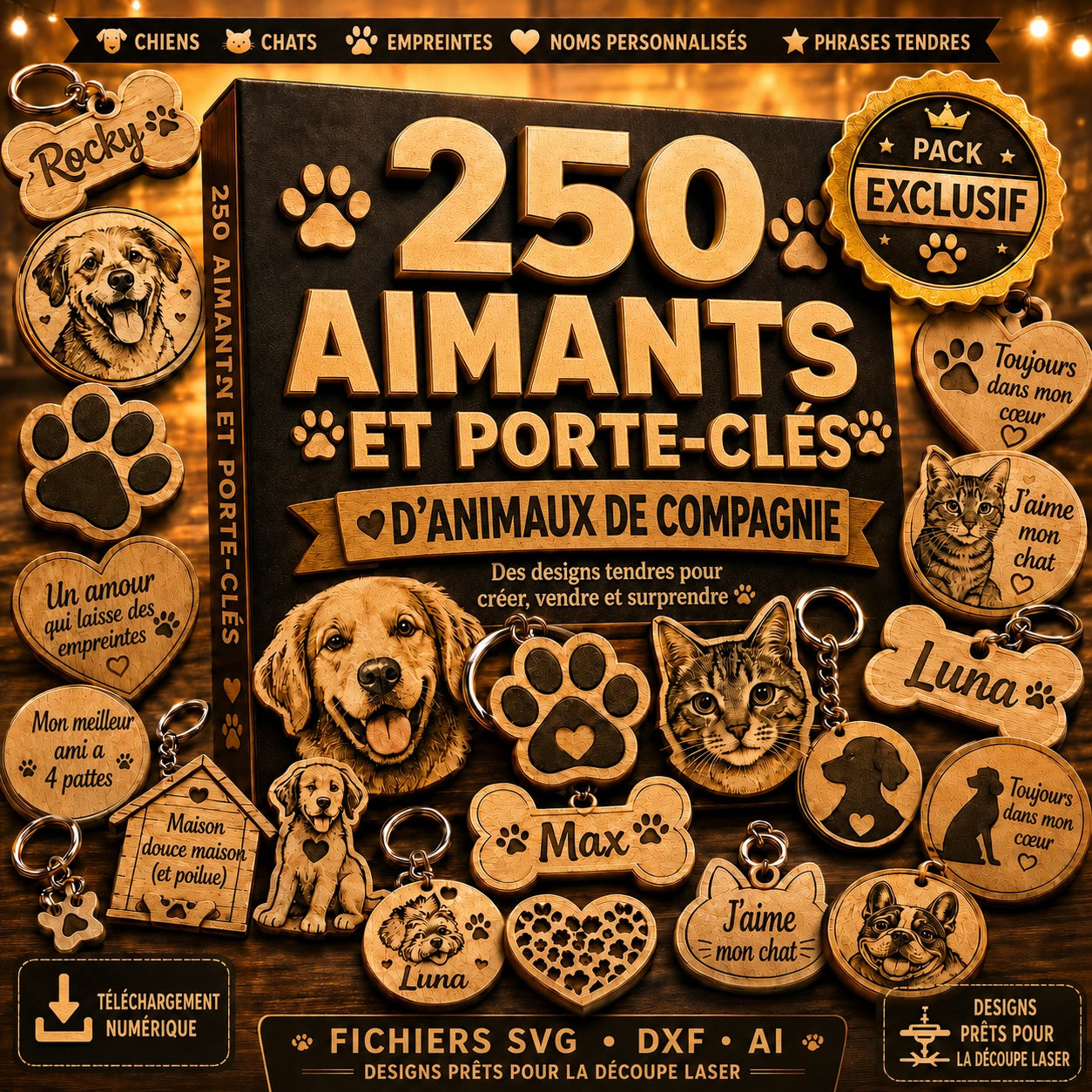 250 Aimants et Porte-clés d’Animaux de Compagnie
